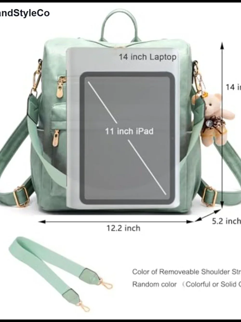 Women's Faux Leather Backpack Purse Set 2pcs Travel Handbag Shoulder Bag with